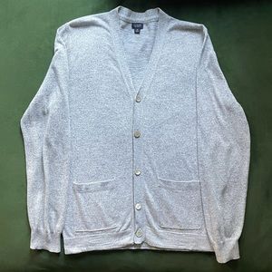 J.CREW CARDIGAN HEATHERED GRAY BUTTON UP 100% COTTON (MEDIUM)